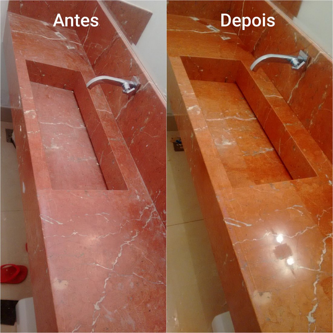 Antes e depois pia de mrmore
